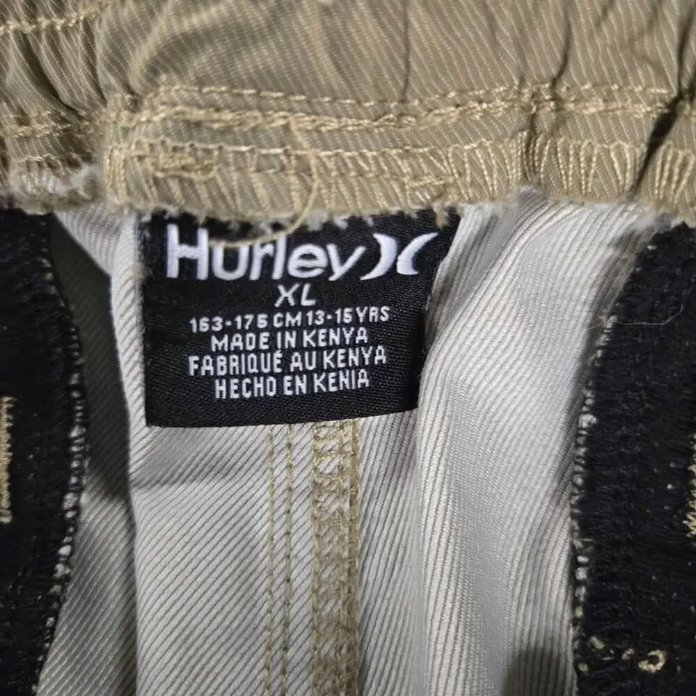 Hurley Boys Khaki Tan‎ Stretch Nylon Elastic Waist Jogger Pants XL 14/16
